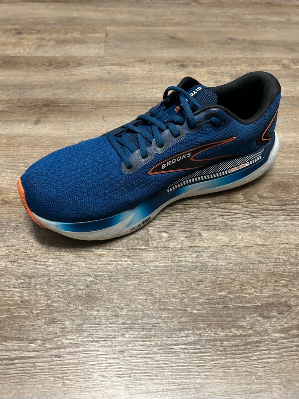 Brooks Glycerin 21 Men’s Size 12.5 Running Athletic Shoes Blue Orange Accents - Picture 8 of 11